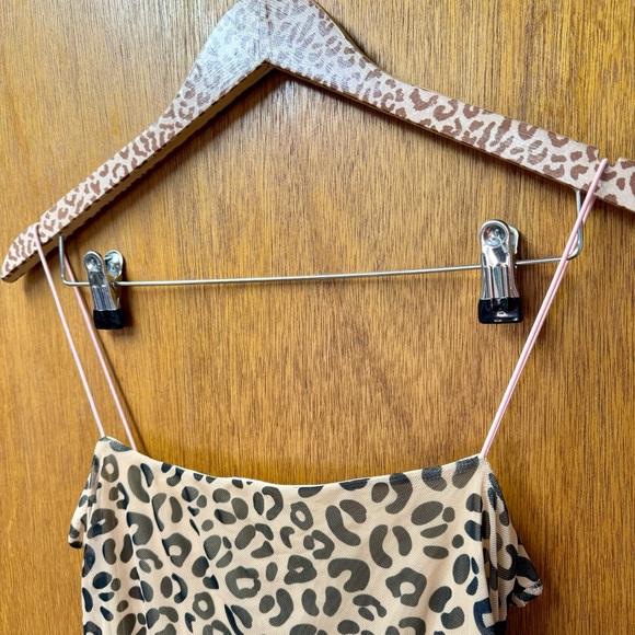 Sandy Liang Lily Leopard Print Sleeveless Ruched Mini Dress Bodycon 6 - Picture 5 of 15